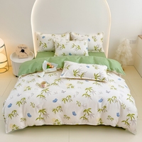 Parure de draps en fibre de polyester imprimée avec technique de tissage à points de surjet, faible MOQ, ensemble de literie avec drap plat