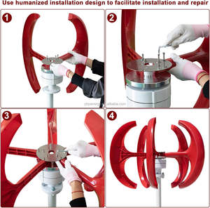 Aerogenerador Vertical Tipo Farol Rojo de 800w 1kw 12/24v para Suministro de Energía Comunitaria y de Patio Trasero - Product Image 2