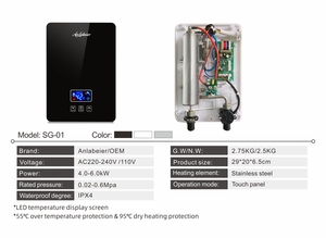 Calentador electrico instantaneo Sin Tanque MINI 6000W calentamiento automatico Agua Caliente Bajo Demanda - Product Image 6