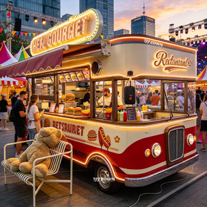 Chariot de restauration mobile sur mesure de haute qualité, entièrement équipé, pour événements extérieurs, places publiques et activités de vente de snacks en rue - Product Image 1