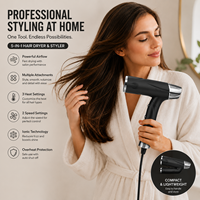 Sèche-cheveux professionnel ionique 2400W, séchage rapide, compact, faible bruit, air froid, avec diffuseur et concentrateur