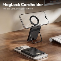 Accessoires pour téléphone, porte-cartes magnétique avec support réglable, clip Mag-Lock, étui fin pour cartes avec anneau magnétique compatible