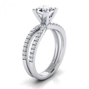 Anillo de Compromiso Clásico de Cobre con Diamante Cuadrado Geométrico Cultivado en Laboratorio para Mujer, Joyería de Moda para el Dedo - Product Image 2