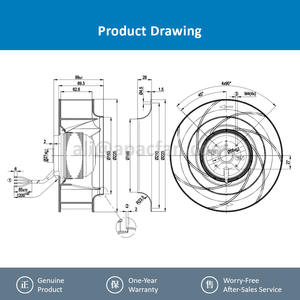 For R2E225-BD92-37 225mm 230VAC 135W 0.6A 2650RPM Ball Bearing AC Motor OEM KUKA Robot Rittal Cabinet Centrifugal Cooling - Product Image 4
