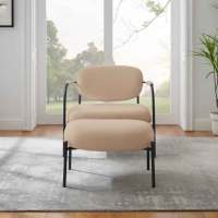 Chaise à bras en laine de chameau moderne, chaise d'accent fantaisie, chaise de loisirs blanche pour salon