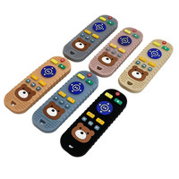 Anneau de dentition anti-étranglement en silicone de qualité bébé, en forme d'ours de dessin animé, avec bouton de télécommande, aide à la dentition, prévient les blocages