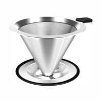 Filtre à café conique en acier inoxydable sans papier, réutilisable, double couche, 600 mailles, portable, en silicone, pour cafetière à filtre