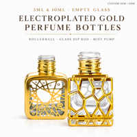 Flacon de parfum vide en verre à bille roulante, décoratif, rechargeable, plaqué or, 5ml 10ml, pour voyage, personnalisé OEM ODM, vente en gros