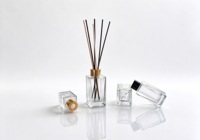 Flacon diffuseur en verre transparent carré de qualité supérieure, 45ml 50ml 80ml 100ml, conteneur vide pour parfum et huile aromatique pour la maison