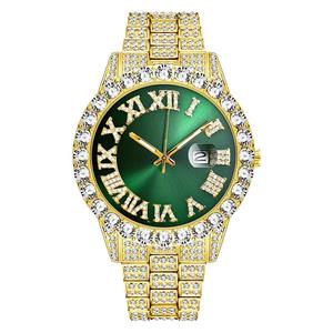 Montre à quartz chronographe à aiguilles avec bracelet en acier entièrement serti de diamants, <span class=keywords><strong>calendrier</strong></span> intégré, modèle très prisé pour le commerce international (lot de 2) - Product Image 5