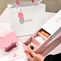 Boîte cadeau de luxe personnalisée avec logo, style tiroir, pour pâtisserie, rose, avec séparateur pour donuts, macarons, biscuits, OEM