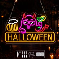 Enseigne néon LED fantôme, citrouille, chauve-souris pour Halloween, décor mural en acrylique à intensité variable pour la maison, le bar, la fenêtre, la salle de jeux, ou comme toile de fond photo, alimentée par USB