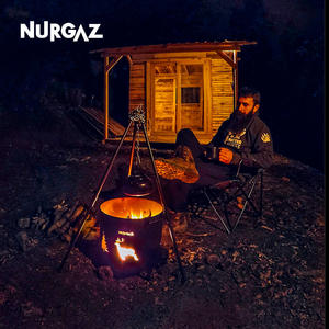 Poêle à bois portable NURGAZ pour le camping en plein air, seau à feu en fonte, petite taille, noir, pour la cuisson au feu de camp - Product Image 5