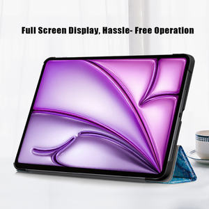 เคสแท็บเล็ตหนัง PU อเนกประสงค์พับสามทบสำหรับ <span class=keywords><strong>iPad</strong></span> air/<span class=keywords><strong>pro</strong></span> <span class=keywords><strong>13</strong></span>นิ้ว2024ลายชายหาดสีฟ้า - Product Image 5