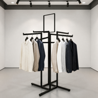 Porte-vêtements commercial sur mesure moderne à hauteur réglable en acier inoxydable à tringle unique