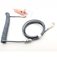 Personalizado colorido nailon trenzado aluminio 11FT 3,3 metros en espiral USB C cable mecánico teclado Cable con resorte para teclado