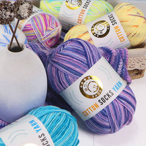 Teint Multicolore Lait <span class=keywords><strong>Coton</strong></span> Bébé Fil À Tricoter Lait Chaussettes Fil 3 plis Épais Lait <span class=keywords><strong>Coton</strong></span> Laines Boules - Product Image 4