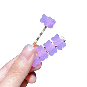 Nette Kristall Haars pange Bobby Haarnadel Set Herz Metall Ente Bill Haarnadel Haars pange Candy Jelly Teddy Gummibärchen Harz Haars pangen - Product Image 5