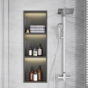 Vente en gros sur mesure, facile à installer, encastré en acier inoxydable 304, <span class=keywords><strong>montant</strong></span> mural de douche niche intérieure, étagère de salle de bain avec éclairage LED - Product Image 1