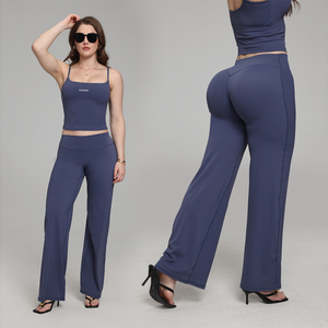 Ensemble de sport <span class=keywords><strong>et</strong></span> <span class=keywords><strong>yoga</strong></span> pour femme - Pantalon droit respirant à taille élastique <span class=keywords><strong>et</strong></span> débardeur - Product Image 1