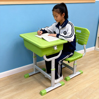 Tables et chaises d'école primaire en plastique, ensemble de bureaux et chaises pour étudiants, vente en gros d'usine, articles en vrac