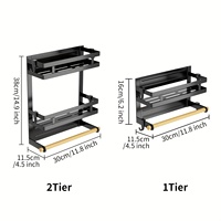 Étagère magnétique pour réfrigérateur, 2 couches avec porte-serviettes en papier pour cuisine, mur latéral, épices, assaisonnement