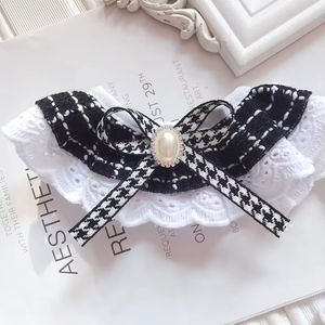 Fashion Polyester Pet Accessories Floral <b>Dog</b> Lace <b>Bandana</b> Scarf with Sweet Cat Pearl Bowknot - Product Image 4