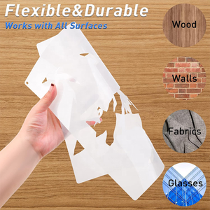 Grands Pochoirs pour <span class=keywords><strong>Peinture</strong></span> <span class=keywords><strong>sur</strong></span> <span class=keywords><strong>Bois</strong></span> Forêt Montagnes Motif Pin Gabarits Plastique Réutilisables - Product Image 3