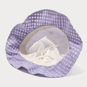 2025 Spring Summer New Plaid Lightcolor Fisherman Hat Cute Sunshade Casual <b>Sunscreen</b> Wavy Brim Bucket Sun Hat - Product Image 3