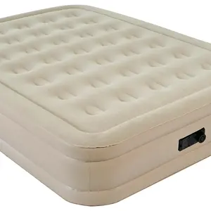 Colchón de cama para dormir de aire inflable de tamaño completo de doble capa de PVC flocado duradero de alta calidad para acampar y uso doméstico