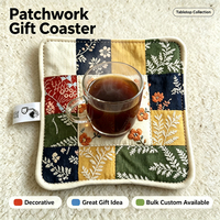 Sous-verre matelassé patchwork fait main, dessous de tasse absorbant en tissu, sous-verre carré réutilisable pour cadeaux de mariage, vente en gros personnalisée
