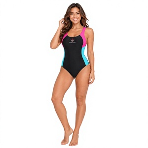 Professional Women One Piece Swimming Suit Racerback Support Contrast Panels Quick Dry Fabric For Clubs Training And Team Use - Product Image 1
