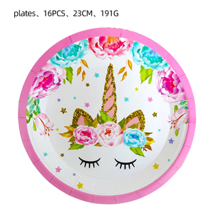 Vente Flash Kit de Fête Licorne Rose Assiettes Couverts Bannière d'<span class=keywords><strong>Anniversaire</strong></span> Colorée <span class=keywords><strong>Vaisselle</strong></span> & Décorations de Table Licorne - Product Image 5