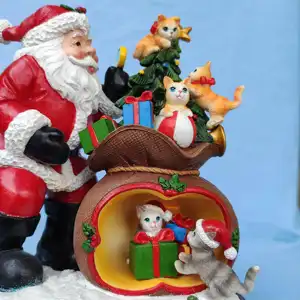 New Design Creative Modern Sculpture Christmas Tree Santa Claus Snowman Ornament Resin Crafts LED Decoration Home Gifts Craft