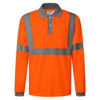 Camiseta Polo de Seguridad de Alta Visibilidad Unisex al por Mayor, Manga Larga, con Franjas Reflectantes Plateadas de 2 Pulgadas, 100% Poliéster, Transpirable, Ropa de Trabajo