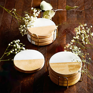 Sous-verres ronds personnalisés avec logo, 4x4 pouces, en <span class=keywords><strong>bois</strong></span> naturel et style marbre, pour café, table en <span class=keywords><strong>bois</strong></span>, sous-verres en <span class=keywords><strong>bois</strong></span> et marbre - Product Image 5