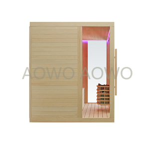 Phòng tắm hơi gỗ tối màu lớn, hemlock và phòng tắm hơi gỗ tuyết tùng đỏ, phòng tắm hơi ngoài trời với Lò sưởi và phòng tắm hơi hồng ngoại nhiệt hồng ngoại - Product Image 6