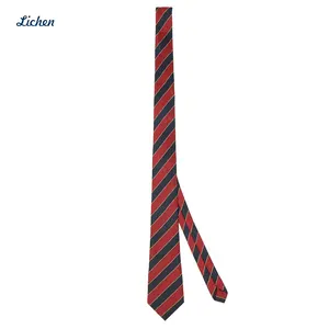 批发男孩手工领带红黑条纹经典现成领带奢华涤纶领带