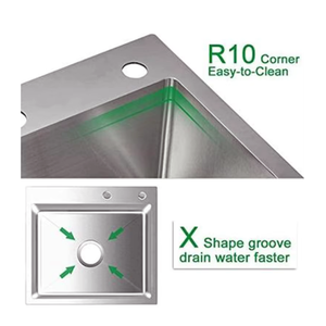 Lavello da <span class=keywords><strong>Cucina</strong></span> in Acciaio Inox 304 per Ristoranti e Appartamenti, Spessore 1,2mm, Anti-Intasamento, Vasca Singola - Product Image 3