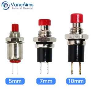 Mini 5mm 7mm 10mm Selbstrückstellender Druckknopfschalter Hochkopf Kleiner Kunststoff 2-polig 1NO 1NC IP65 3A/125V 1A/250V Elektronisch Rot - Product Image 2