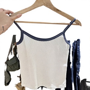 Débardeur sexy moulant en coton pur tricoté style Brandy BM, ajouré, court et sans manches, le plus vendu pour femme - Product Image 4