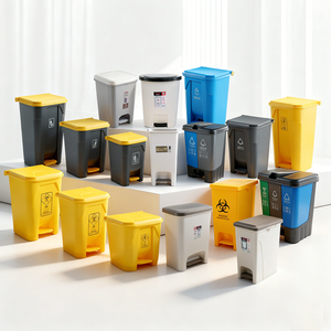 Hotel 40 Liter <span class=keywords><strong>Plastic</strong></span> pp Ronde Afvalbakken met Voetpedaal en Folie Coating - Product Image 4