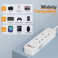Regleta de alimentación de cobre OEM para el mercado del Reino Unido y Hong Kong, 10A/13A, con 3 tomas y 2 USB, cable de 3M/5M, para uso doméstico.
