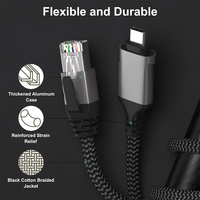 MacBook Pro/Air iPhone 15 seri Gigabit LAN jaringan USB C Tipe C RJ45 adaptor Ethernet kabel 1000M nilon jaket kepang