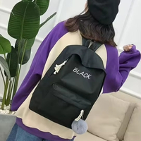 Ensemble de sacs à dos en nylon trois pièces, style coréen, design universitaire pour jeunes, motif lettres, grande capacité, sac à dos scolaire unisexe pour étudiants