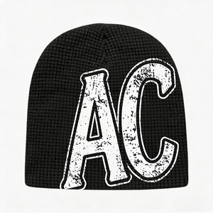 Waffle Knit Beanie Manufacturer Custom Skull Cap <strong>Men</strong> Woman Warm <strong>Winter</strong> Thermal <strong>Hat</strong> with Fleece Lining - Product Image 1