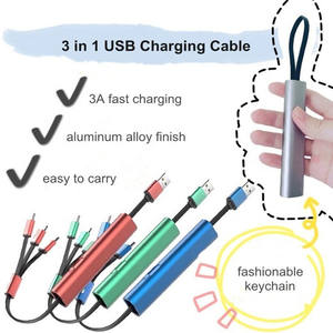 Cavo di ricarica USB retrattile <span class=keywords><strong>3</strong></span> in 1 in alluminio caldo cavo di ricarica rapida Micro USB tipo C 3A - Product Image 3