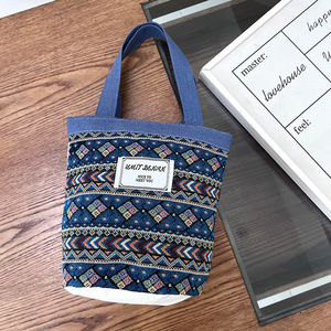 New Custom Printed Polyester Button Closure Tote Bag Large Capacity Women's Ethnic Style Artistic Bucket <b>Handbag</b> - Product Image 2