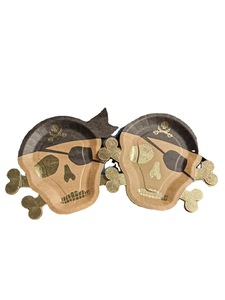 Vaisselle de fête d'anniversaire, assiettes jetables dorées à l'or fin, motif squelette viking bronzé, fabrication sur mesure - Product Image 2