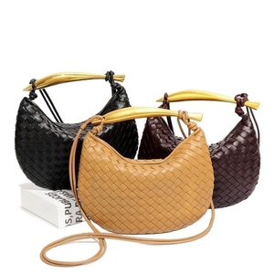 Artisanal Woven Hobo Bag With Golden Handle <strong>Sardine</strong> Handbag Lady Casual Leather quality Shoulder Bag Crossbody Bag for Women - Product Image 1